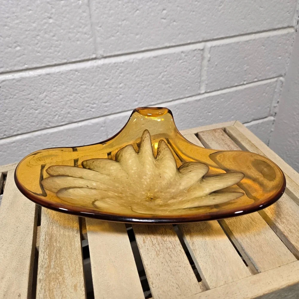 Vtg Fratelli Toso Murano Glass‎ Bowl Ashtray Candy Dish Flower Swirl MCM Decor
